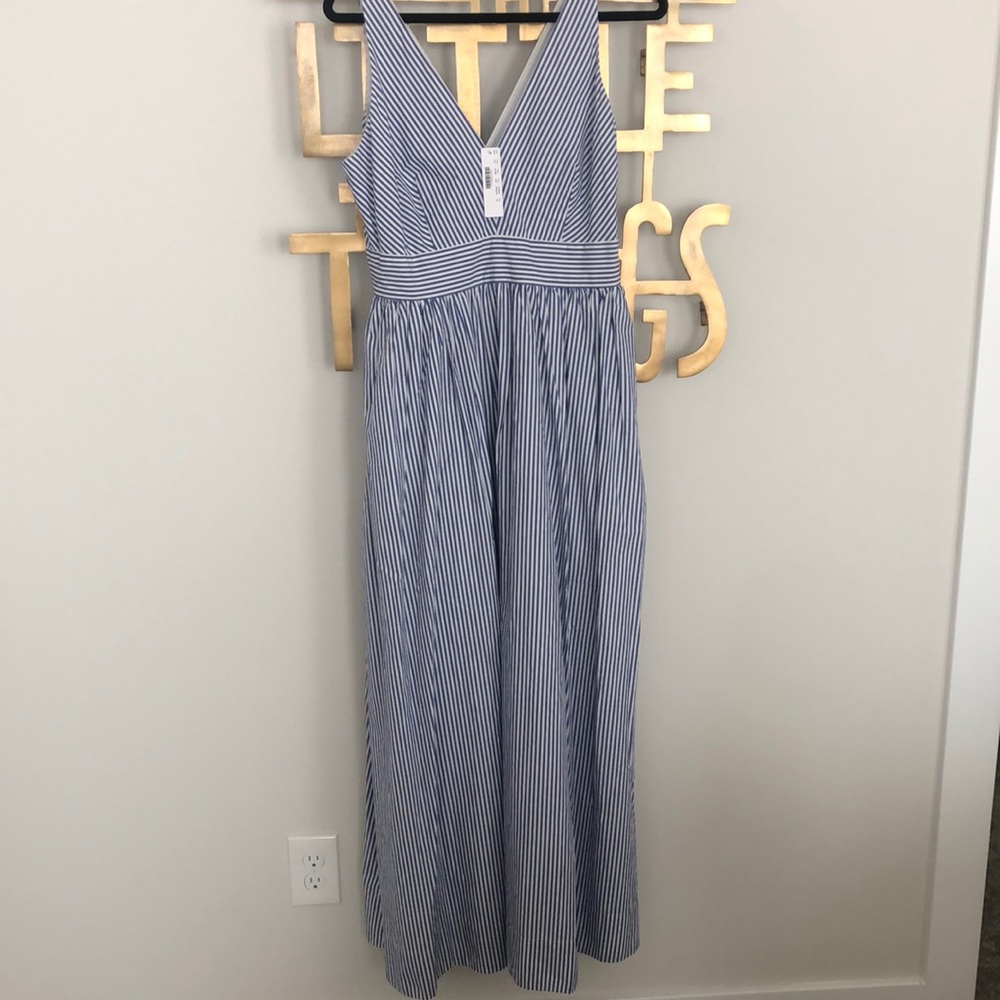 J. Crew Blue and White Striped Maxi Dress